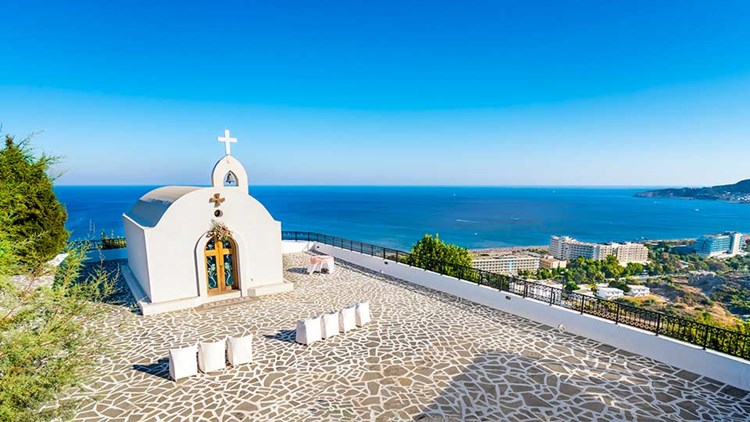 Rhodes bride groom couple destination wedding